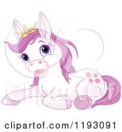 Cute Resting Purple Princess Pony Wearing A Crown