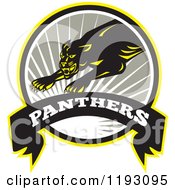 Poster, Art Print Of Leaping Big In A Gray Circle With A Sun Burst And Panthers Banner
