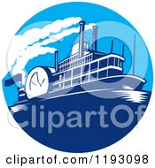 Poster, Art Print Of Steamboat In A Blue Circle