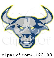 Blue Gray And Yellow Texas Longhorn Bull Head