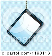 Poster, Art Print Of Reflective Glossy Blue Tag Hanging From A Chain Over A Blue Grid