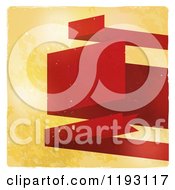 Clipart Of Red Paper Banners Over Distressed Yellow With White Borders Royalty Free Vector Illustration