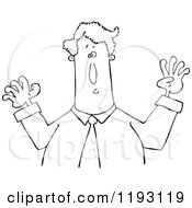 Poster, Art Print Of Outlined Businessman Holding His Arms Up