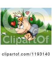 Clipart Of A Cute Snail With Hearts In A Meadow Royalty Free Illustration