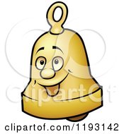 Cartoon Of A Happy Golden Bell Royalty Free Vector Clipart