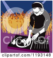 Poster, Art Print Of Dj Mixing A Record And Silhouetted Dancers