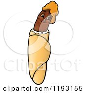 Cartoon Of A Happy Hot Dog With Mustard Royalty Free Vector Clipart by dero