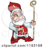 Saint Nicholas Holding His Belly And A Staff