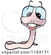 Cartoon Of A Happy Worm With Blue Eyes Royalty Free Vector Clipart by dero