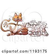 Poster, Art Print Of Bully Cat Deciding Which Mouse To Eat From A Line