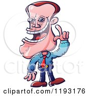 Cartoon Of A Businessman Holding Up A Finger And Giving Advice Royalty Free Vector Clipart