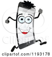 Clipart Of A Happy Running Smart Phone Mascot Royalty Free Vector Illustration