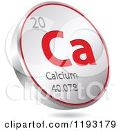 Poster, Art Print Of 3d Floating Round Red And Silver Calcium Chemical Element Icon