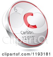 Poster, Art Print Of 3d Floating Round Red And Silver Carbon Chemical Element Icon