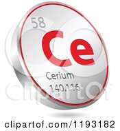 Poster, Art Print Of 3d Floating Round Red And Silver Cerium Chemical Element Icon