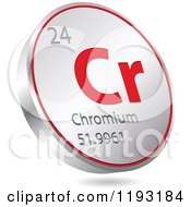 Poster, Art Print Of 3d Floating Round Red And Silver Chromium Chemical Element Icon