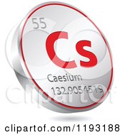 Poster, Art Print Of 3d Floating Round Red And Silver Caesium Chemical Element Icon