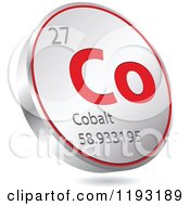 Poster, Art Print Of 3d Floating Round Red And Silver Cobalt Chemical Element Icon