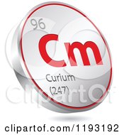 Poster, Art Print Of 3d Floating Round Red And Silver Curium Chemical Element Icon