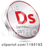 Poster, Art Print Of 3d Floating Round Red And Silver Darmstadtium Chemical Element Icon