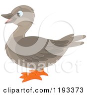 Cartoon Of A Cute Brown Duck In Profile Royalty Free Vector Clipart