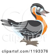 Cartoon Of A Cute Duck With An Orange Neck In Profile Royalty Free Vector Clipart