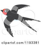 Poster, Art Print Of Cute Black And Red Martin Swallow Bird Flying