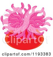 Cartoon Of A Red And Pink Sea Anemone Royalty Free Vector Clipart by Alex Bannykh