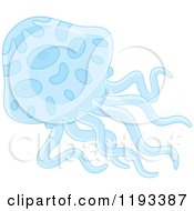 Cartoon Of A Blue Jellyfish Royalty Free Vector Clipart