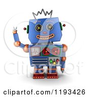 Poster, Art Print Of 3d Happy Blue Robot Waving