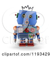 Poster, Art Print Of 3d Surprised Blue Robot With An Open Mouth