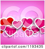 Poster, Art Print Of Background Of Red And Pink Paper Hearts On Pink