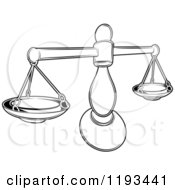 Clipart Of A Black And White Line Drawing Of The Libra Scales Zodiac Astrology Sign Royalty Free Vector Illustration