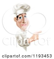 Poster, Art Print Of Happy Chef Pointing Around A Menu Or Sign Board