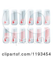 Cartoon Of Thermometers Depicting Cool To Hot Temperatures Royalty Free Vector Clipart by AtStockIllustration
