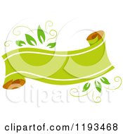Cartoon Of A Blank Scrolled Green Leafy Eco Ribbon Banner Royalty Free Vector Clipart by BNP Design Studio