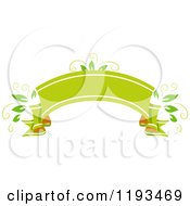 Cartoon Of A Blank Arched Green Leafy Eco Ribbon Banner Royalty Free Vector Clipart by BNP Design Studio