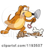 Poster, Art Print Of Hound Dog Mascot Burying A Bone