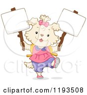 Poster, Art Print Of Cute Dog Student Girl Holding Two Signs