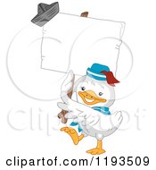 Poster, Art Print Of Cute Sailor Duck Holding A Sign