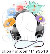 Poster, Art Print Of Frame Of Headphones And Music Balloons