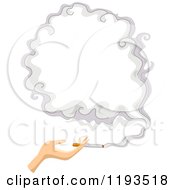 Cartoon Of A Womans Hand Holding A Cigarette And Smoke Frame Royalty Free Vector Clipart