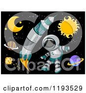 Poster, Art Print Of Rocket And Astronaut In Outer Space