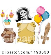 Poster, Art Print Of Pirate Birthday Party Design Elements