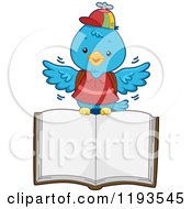 Poster, Art Print Of Blue Bird Student Flying With An Open Book