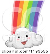 Poster, Art Print Of Happy Cloud Mascot With A Rainbow