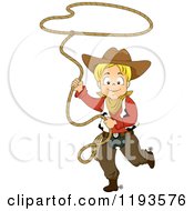 Poster, Art Print Of Happy Blond Cowboy Swinging A Lasso Rope