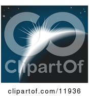 Bright Light Emerging From Behind A Planet In Outer Space Clipart Illustration