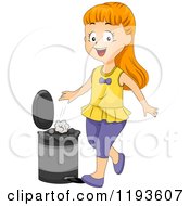 Poster, Art Print Of Happy Girl Putting Paper In A Trash Can