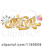 Poster, Art Print Of Yellow Carnival Text Over Stars A Ferris Wheel And Balloons
